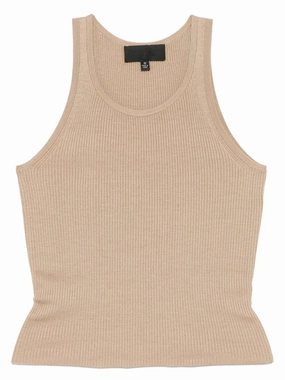 LowProfile Stitching Lottie Silk Tank in Camel
