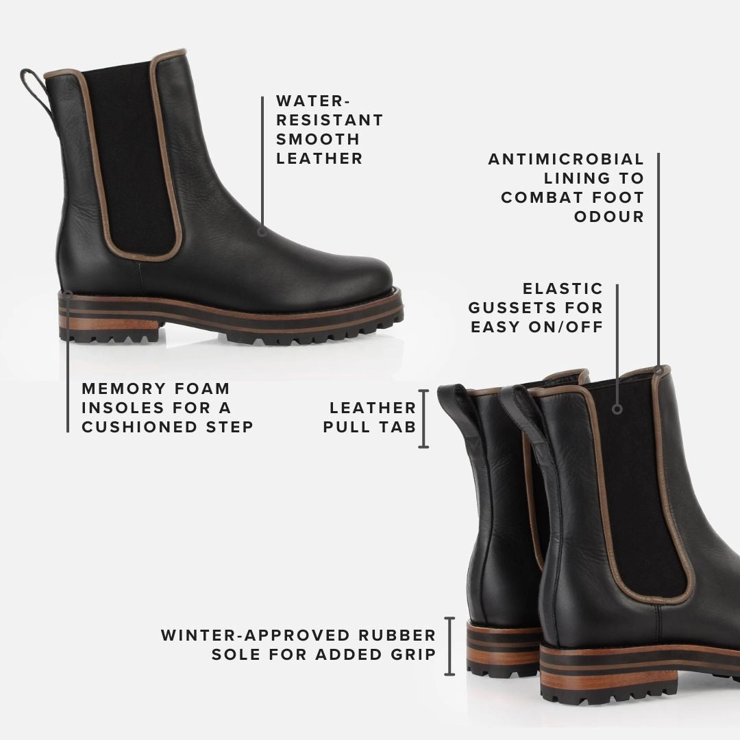 The Decade Chelsea Boot Black Water Resistant Lace-up