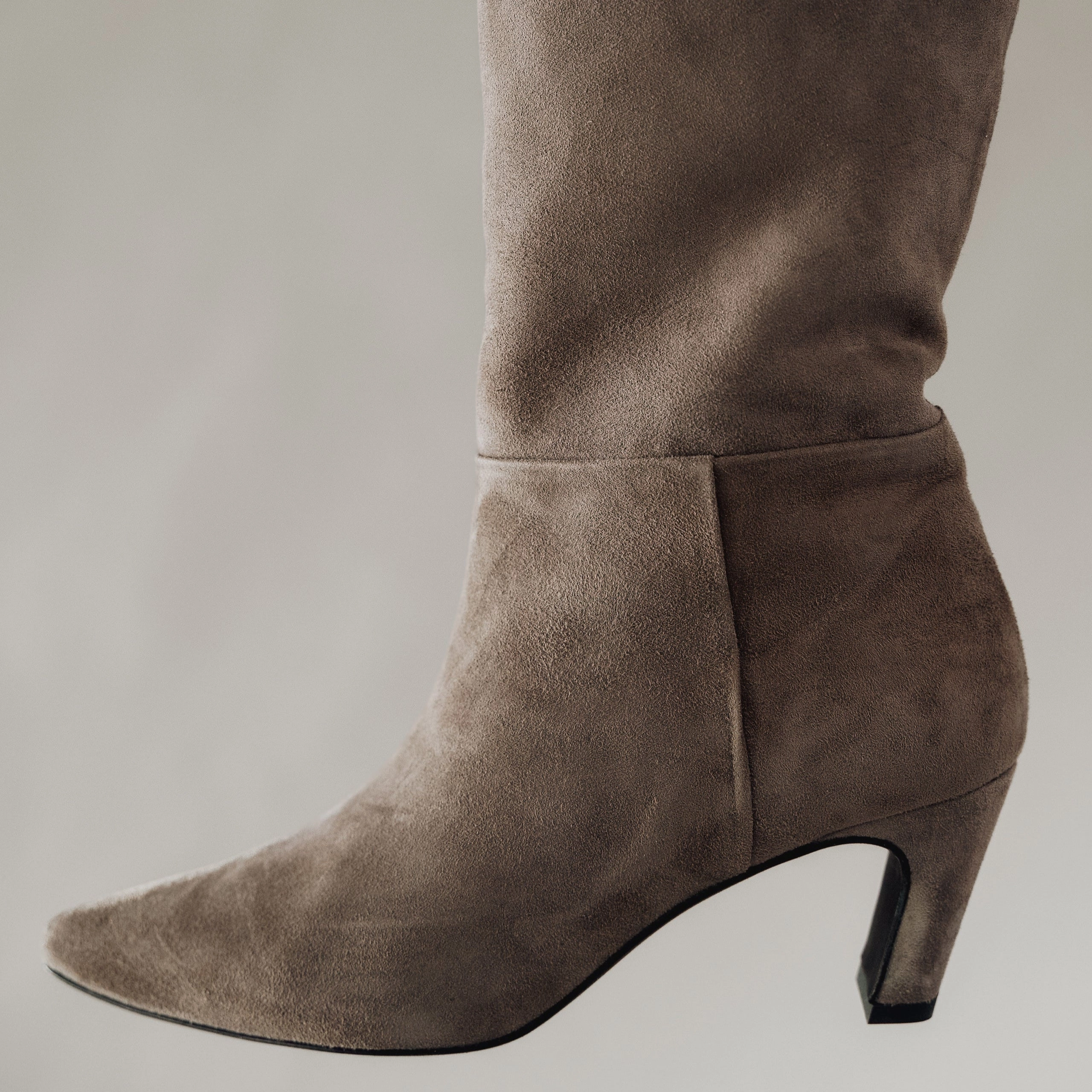 SlipResistant All-Weather Design. The Toujours Midi Boot Slate Grey Suede