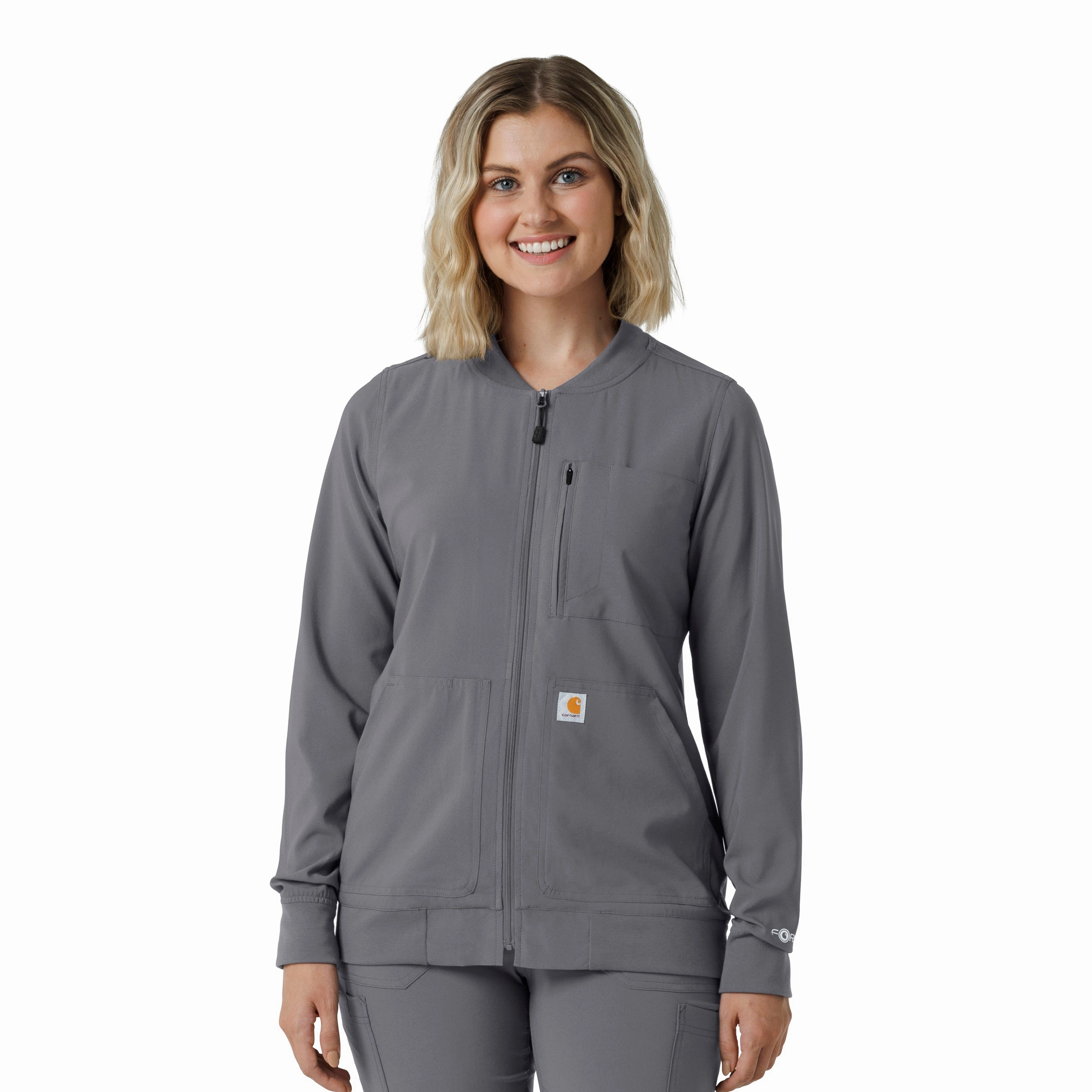 Defy Layer Base Carhartt Force Cross-Flex Women's Lightweight Scrub Jacket - Pewter