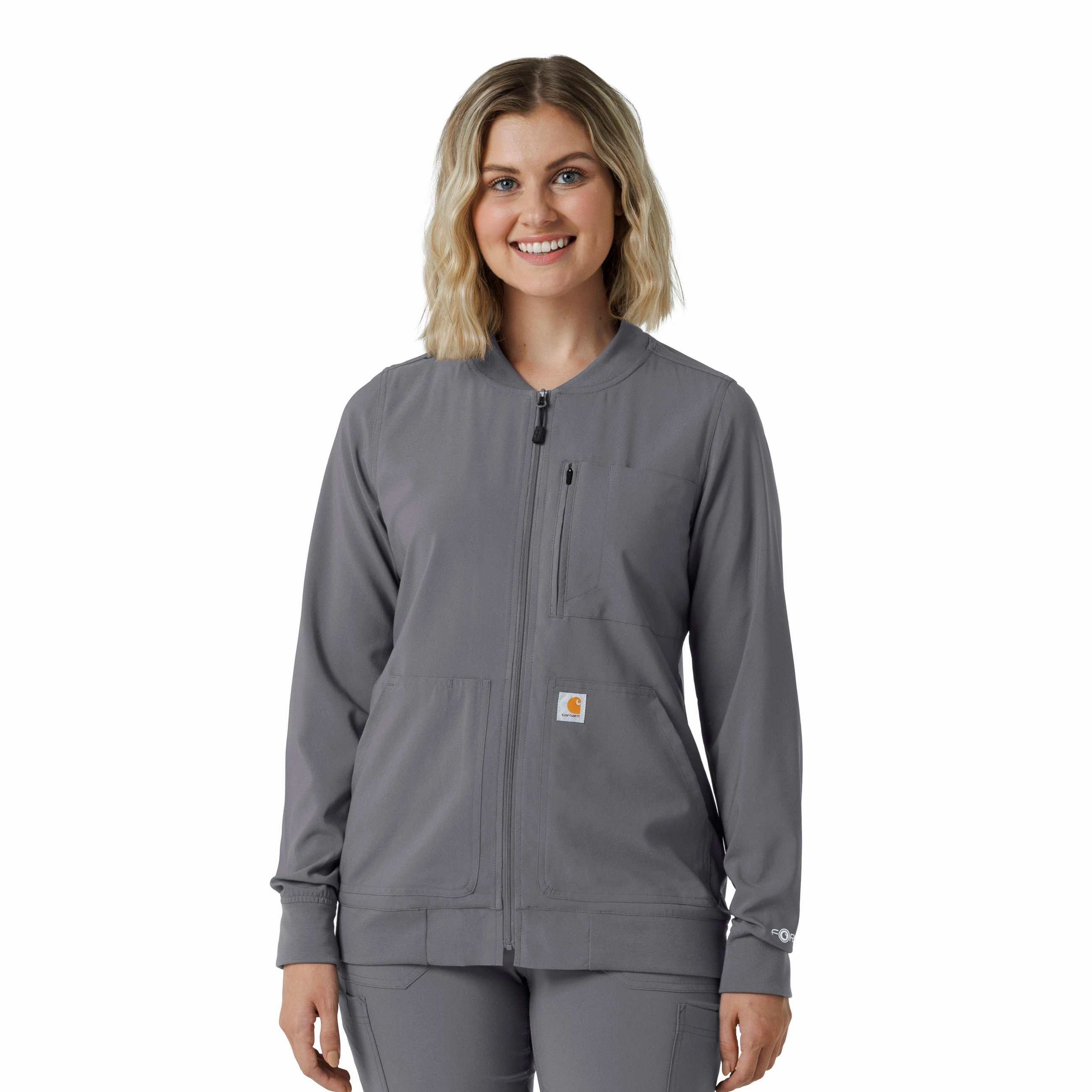 Carhartt Force Cross-Flex Women's Lightweight Scrub Jacket - Pewter Commuter Choice