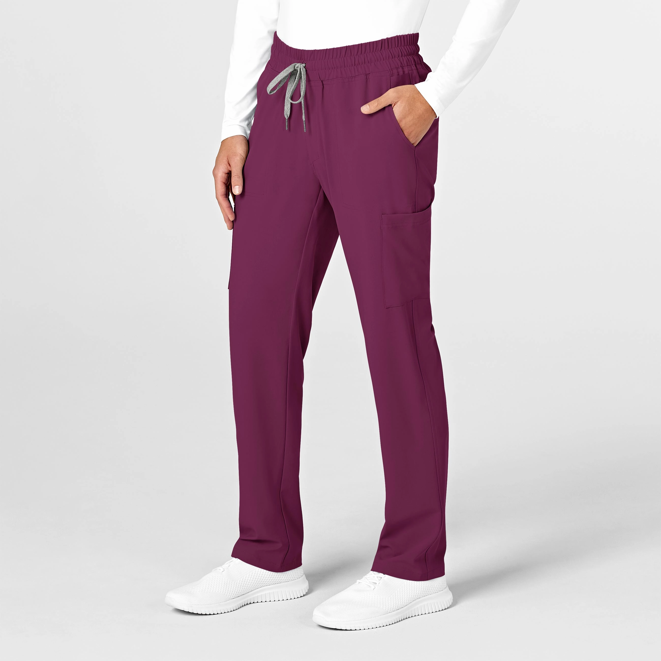 Yoga Ready Core Fit Design RENEW Mens Straight Slim Scrub Pant - Wine