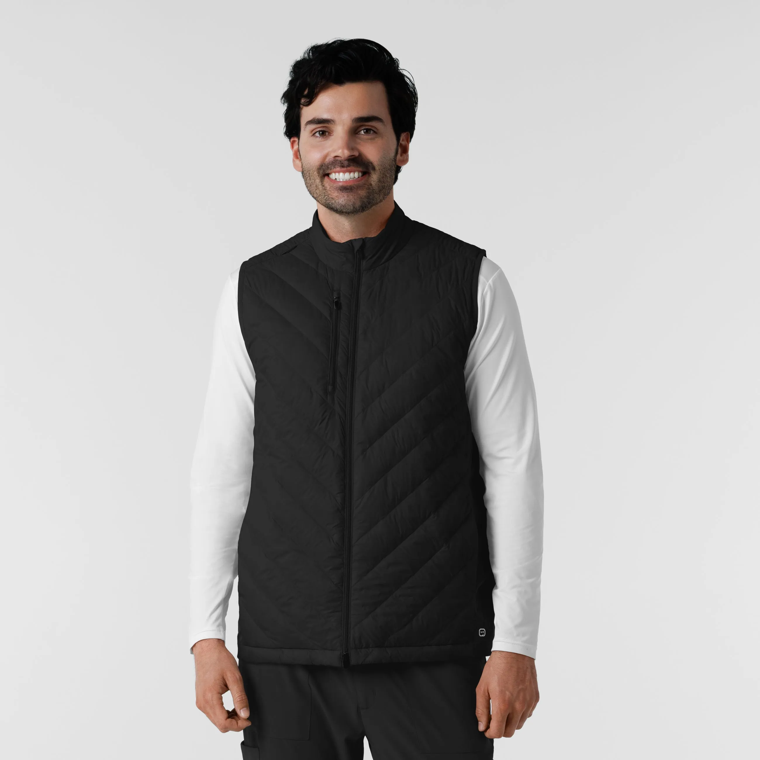 Men's Quilted Scrub Vest - Black StaticResistant Material MultiPanelConstruction