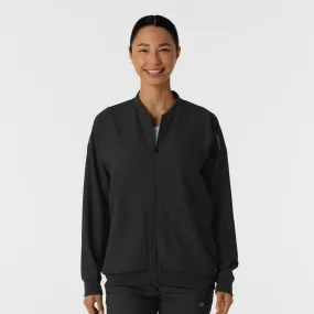 Women's Bomber Scrub Jacket - Black Anti Static Treatment