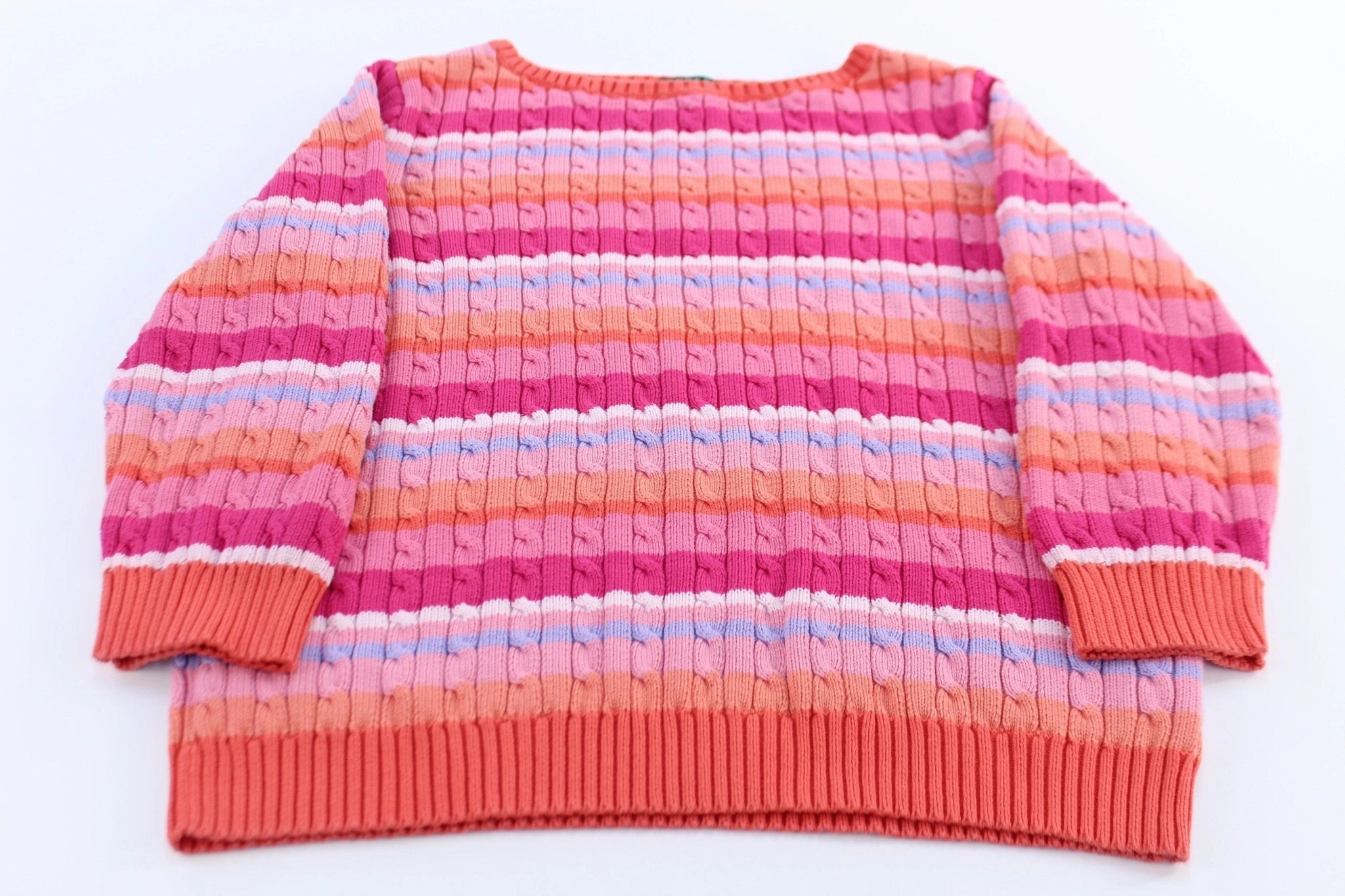 Women's Lauren Ralph Lauren Pink & Orange Striped Knit Sweater product couple intimacy
