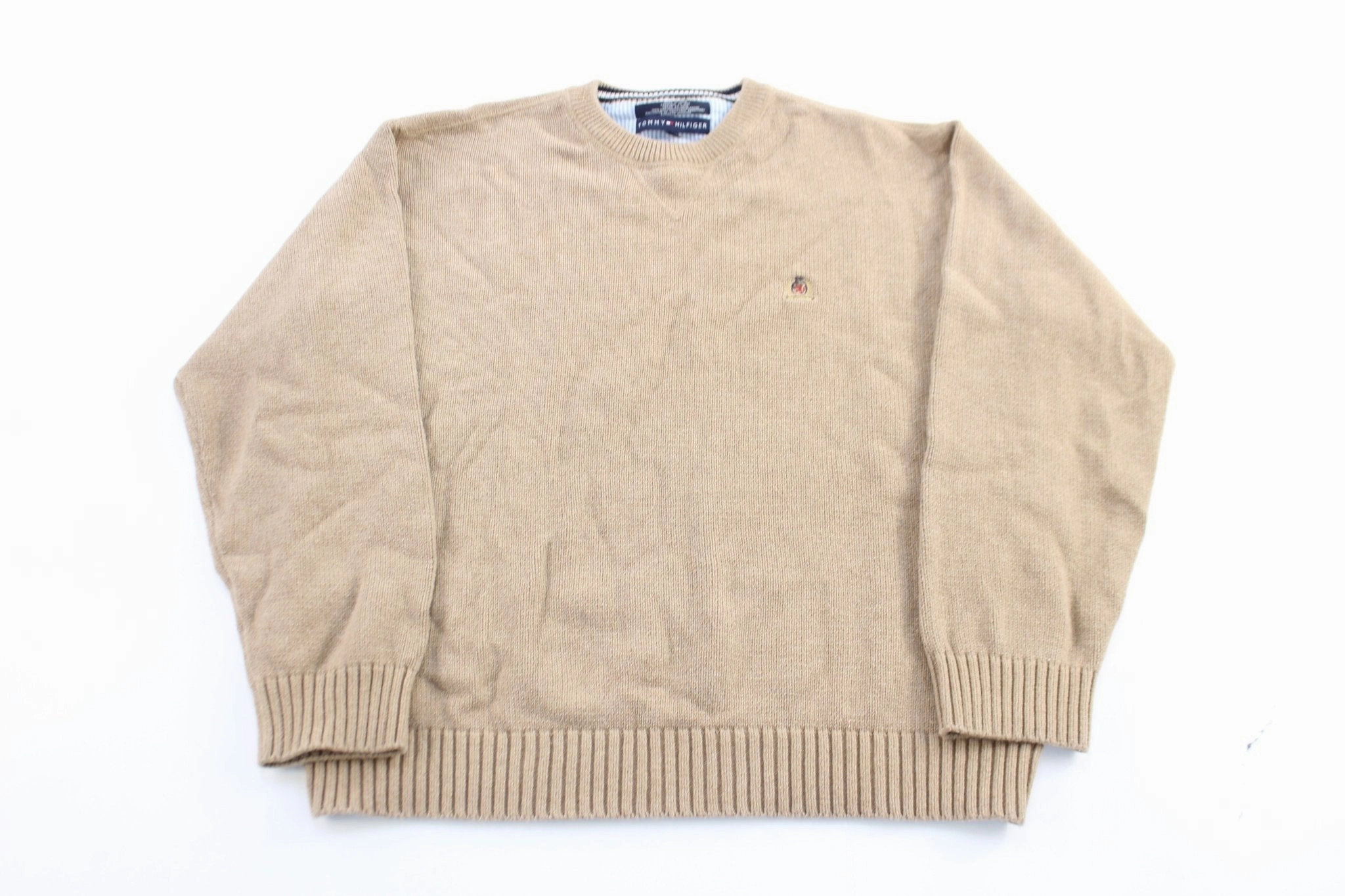 Athletic Wear product group cooperation Tommy Hilfiger Embroidered Logo Beige Pullover Sweater