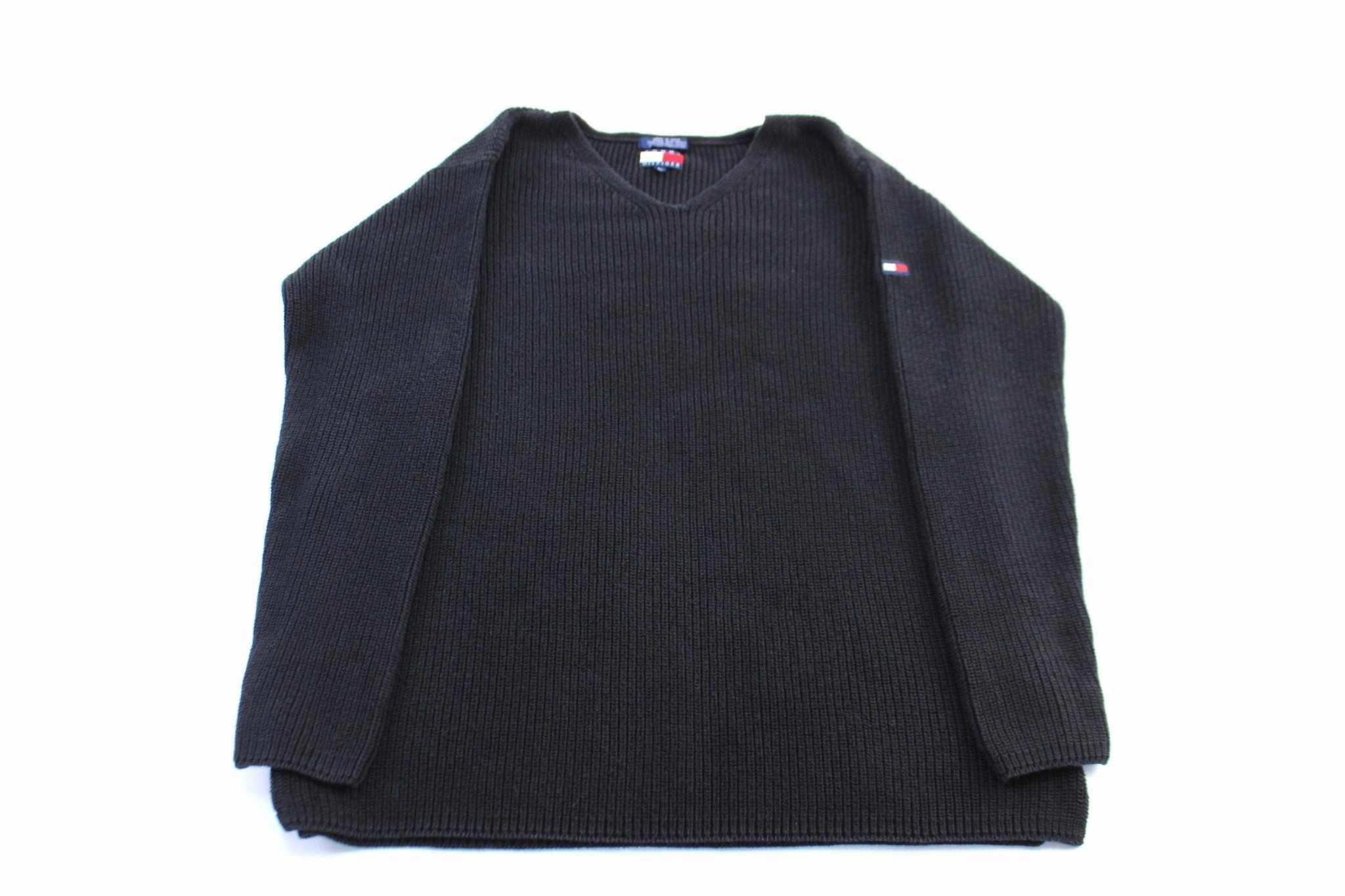 Tommy Hilfiger Embroidered Logo Black Knit Sweater product shipping