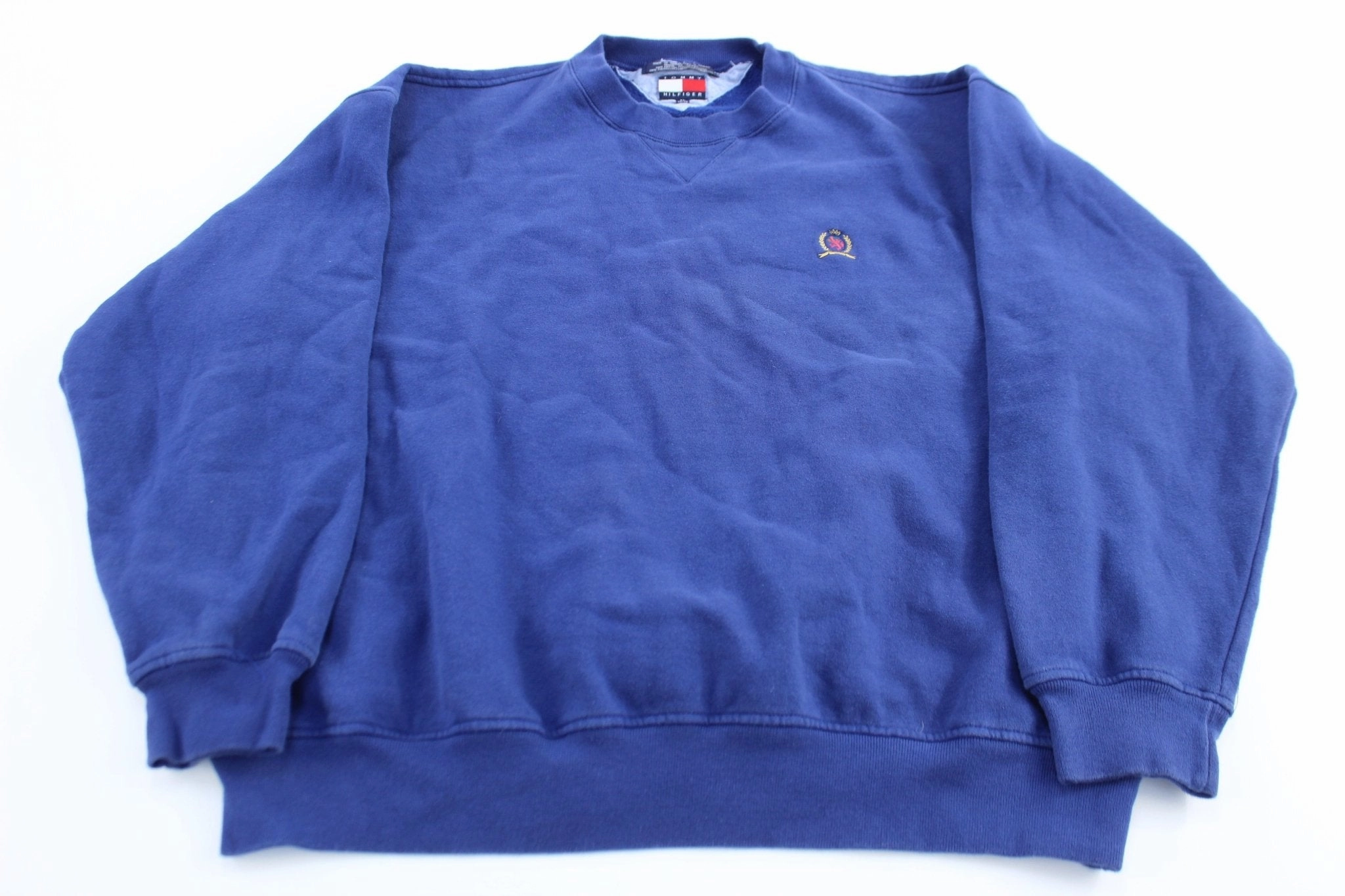 industry standard Tommy Hilfiger Embroidered Logo Blue Pullover Sweatshirt