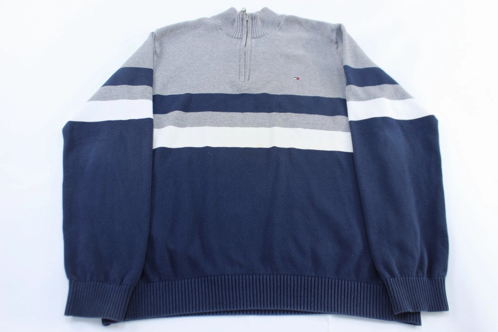 Tommy Hilfiger Embroidered Logo Striped Pullover Sweater Durable Build Street Active