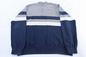 Tommy Hilfiger Embroidered Logo Striped Pullover Sweater Durable Build Street Active