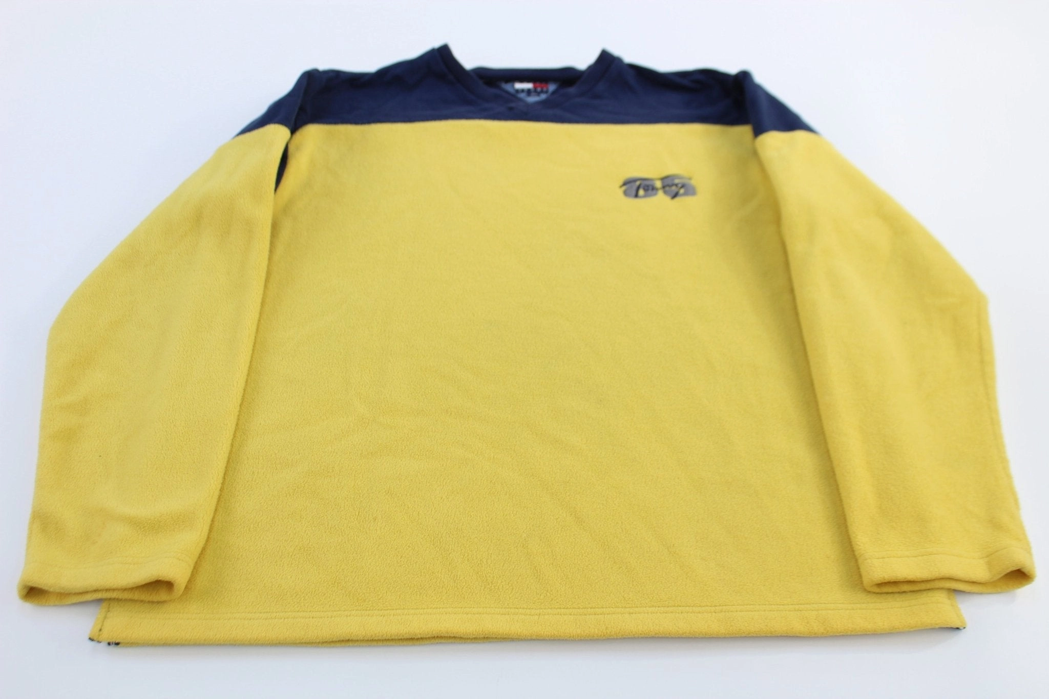 Tommy Jeans Embroidered Logo Blue & Yellow Fleece Sweatshirt Trendy Look Lounge Wear