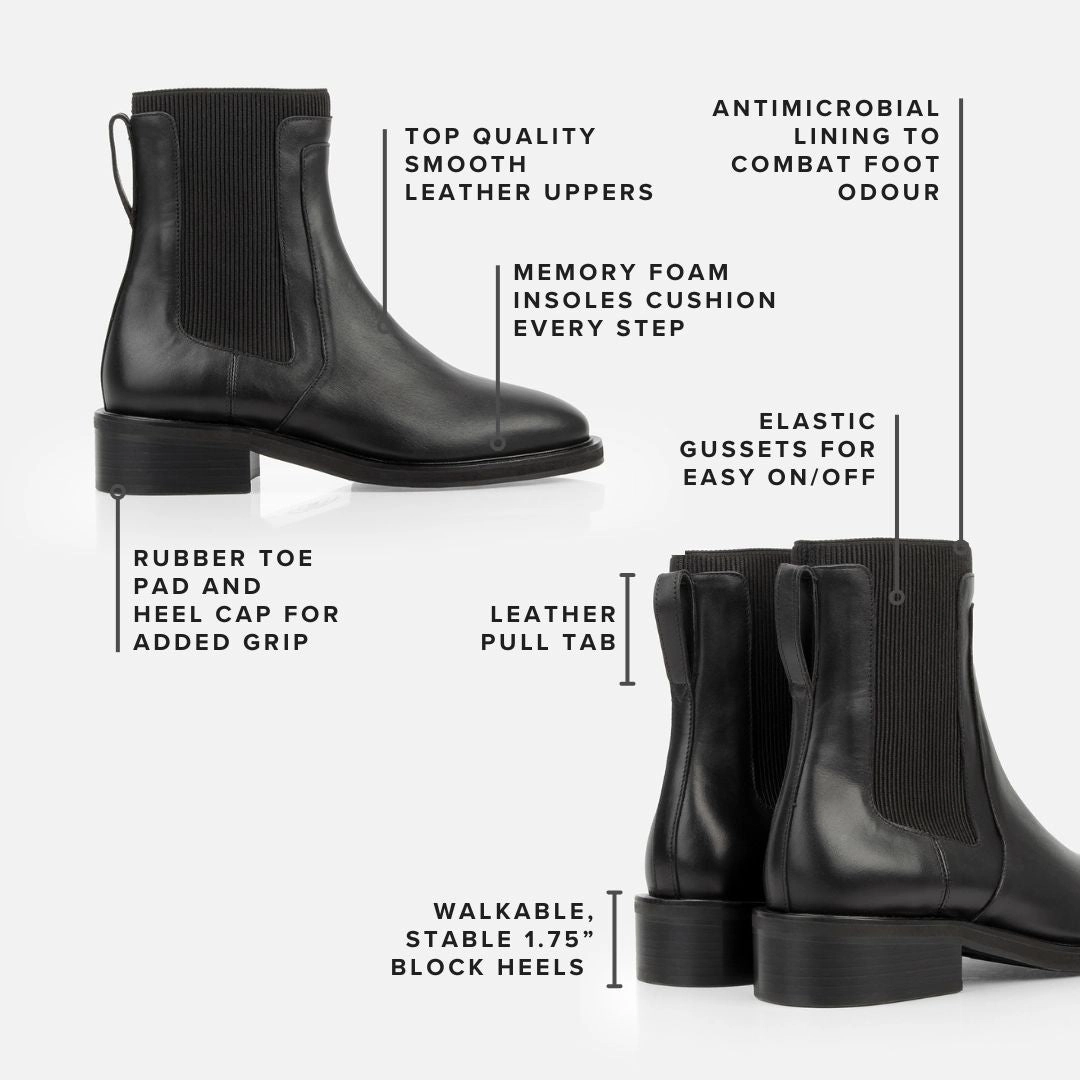 The Metro Chelsea Boot Black Moisture Wicking Sockliner Modern Comfort