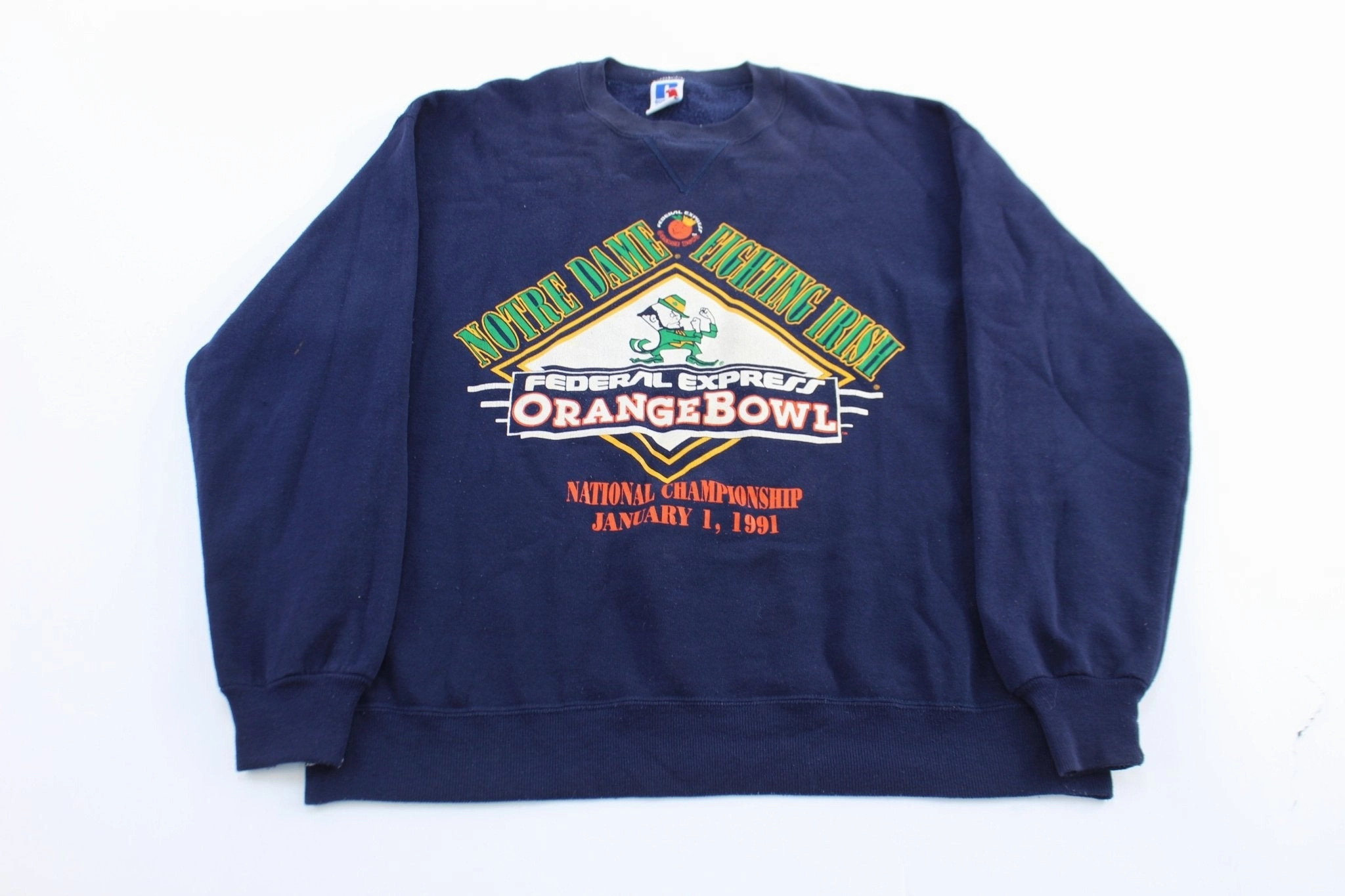 1991 University of Notre Dame Orange Bowl Championship Sweatshirt product brooch style Travel Bold