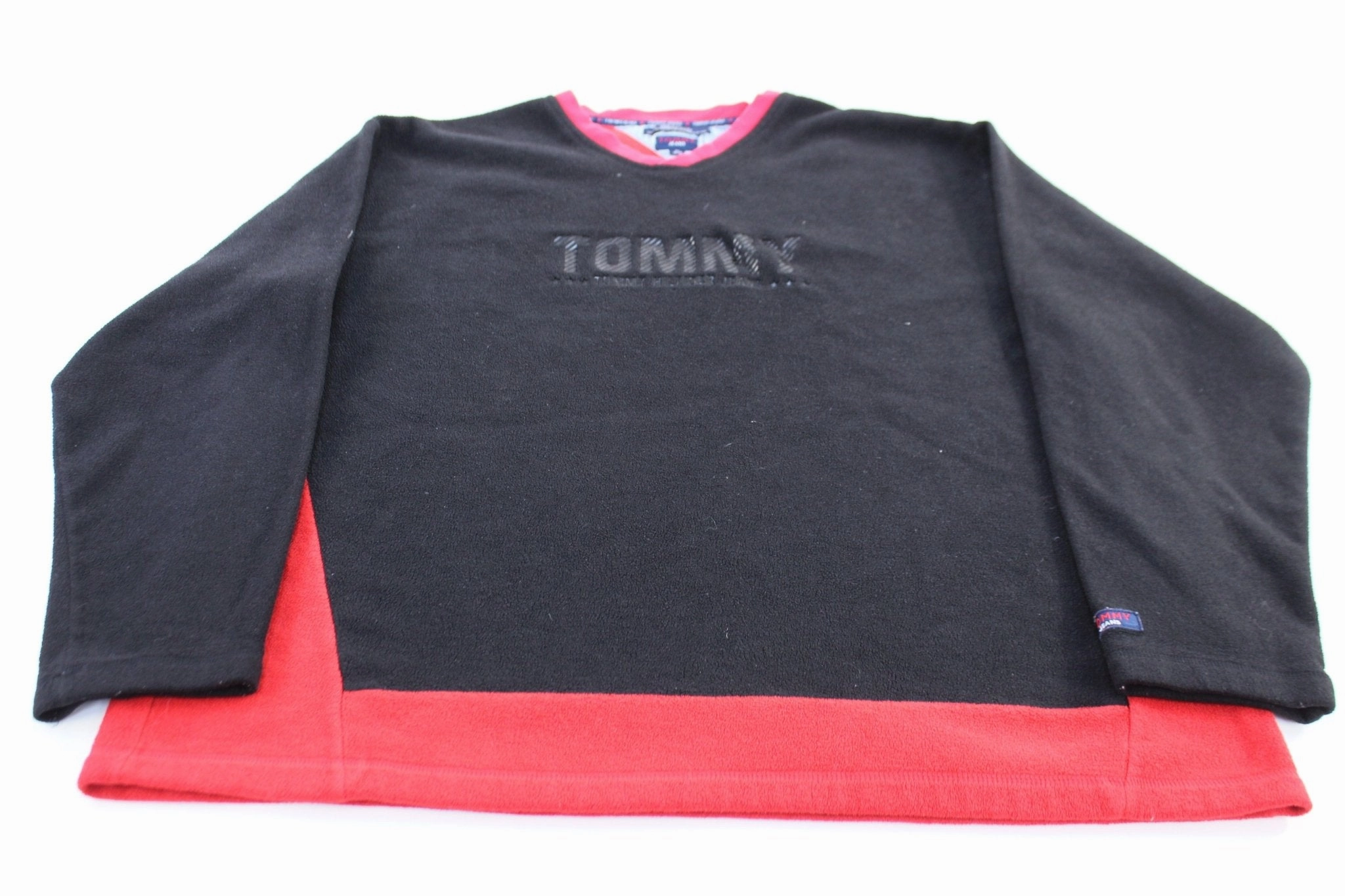 Collared Sporty essentials Tommy Hilfiger Jeans Logo Red & Black Fleece Pullover