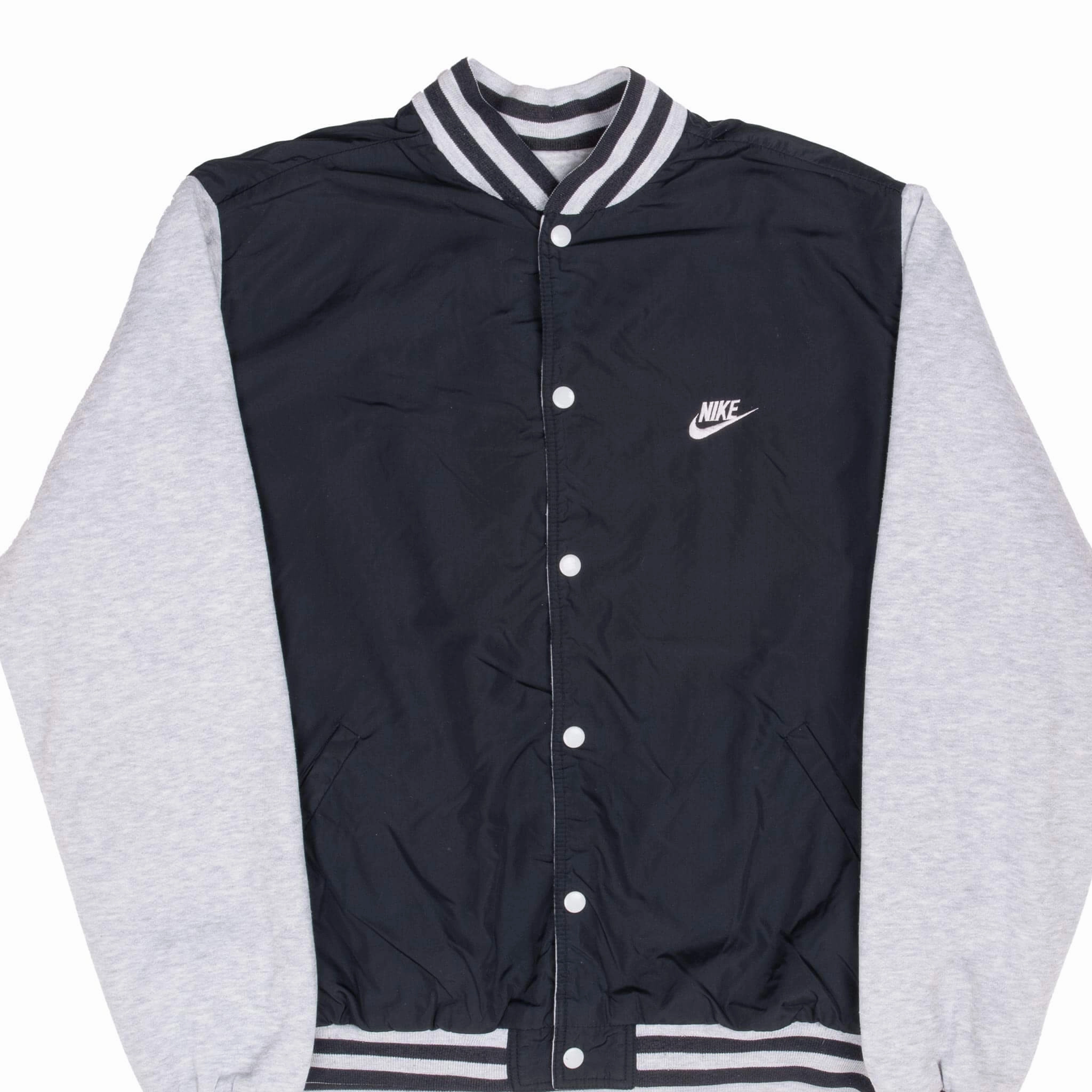 VINTAGE NIKE SWOOSH REVERSIBLE BLACK BOMBER JACKET 1980S XL Noise Free Movement Outdoor Layer