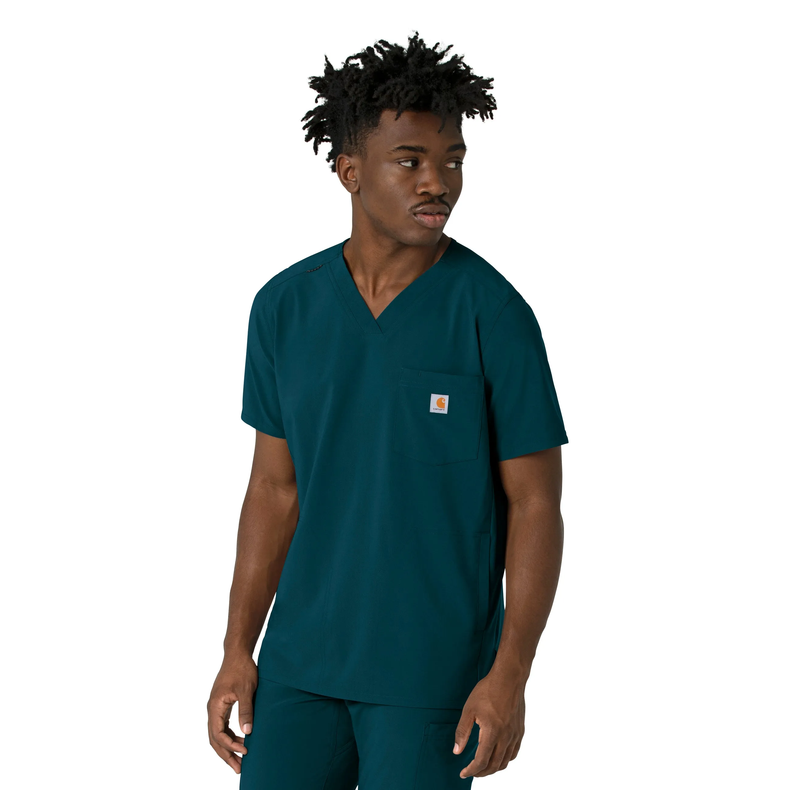 Compression Fit Carhartt Force Cross-Flex Men's V-Neck Scrub Top - Caribbean