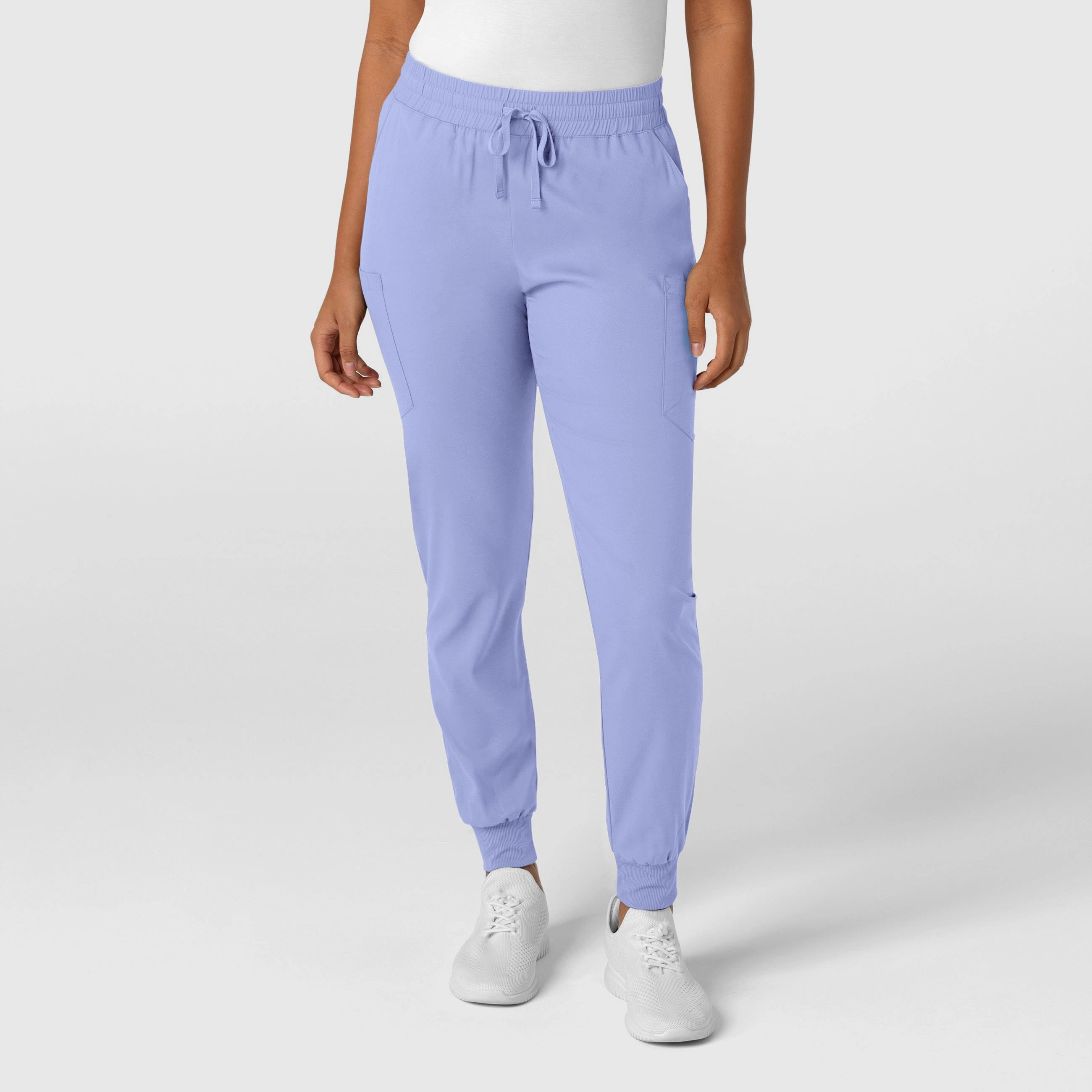 Boundless Women's Jogger Scrub Pant - Ceil Blue Recyclable Fabric Blend Secure Cuff Design