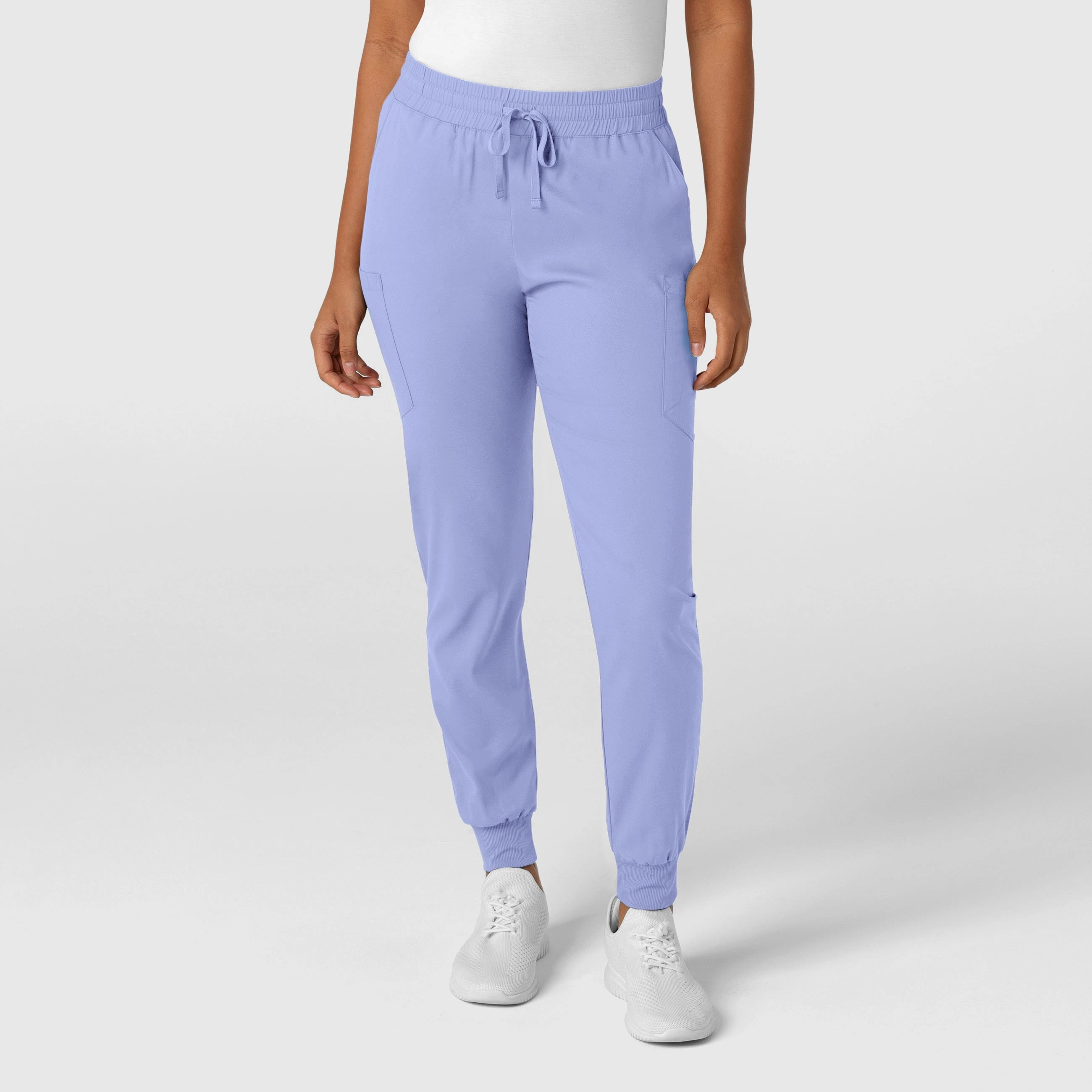Boundless Women's Jogger Scrub Pant - Ceil Blue Hidden Zip Pockets