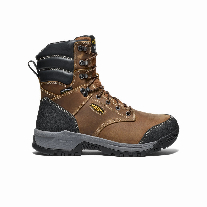 Men's Evanston 8" Insulated Waterproof Boot (Soft Toe)  |  Bison/Black Breathable All Day Worker Rugged Build