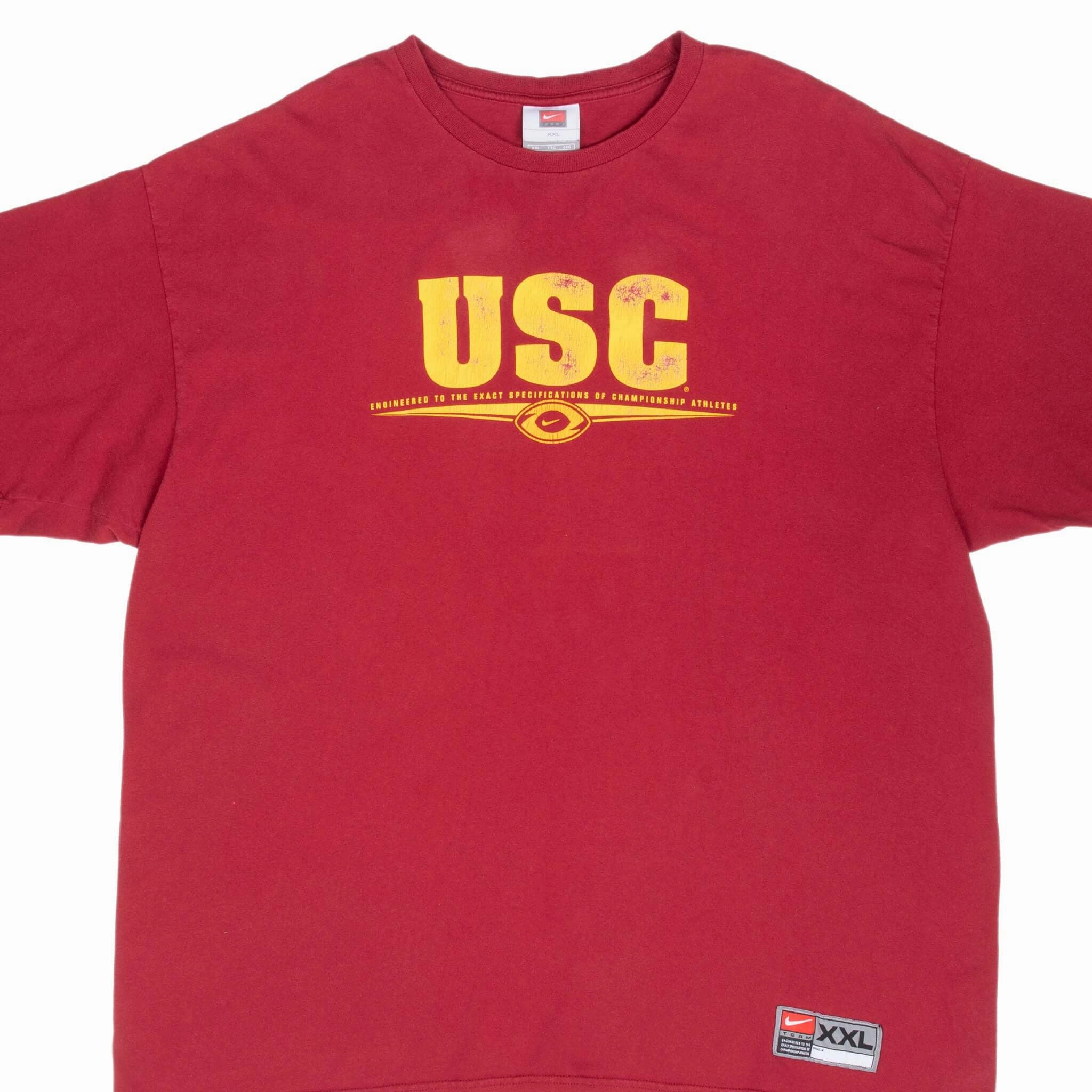 StretchReinforcedArmholes VINTAGE USC TROJANS NIKE SWOOSH RED TEE SHIRT 2000S 2XL