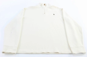 Polo Ralph Lauren Embroidered Logo White Quarter Zip Sweater Tight Fit