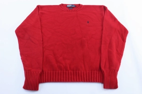 scarf accents product fringe edginess Polo by Ralph Lauren Embroidered Logo Red Sweater