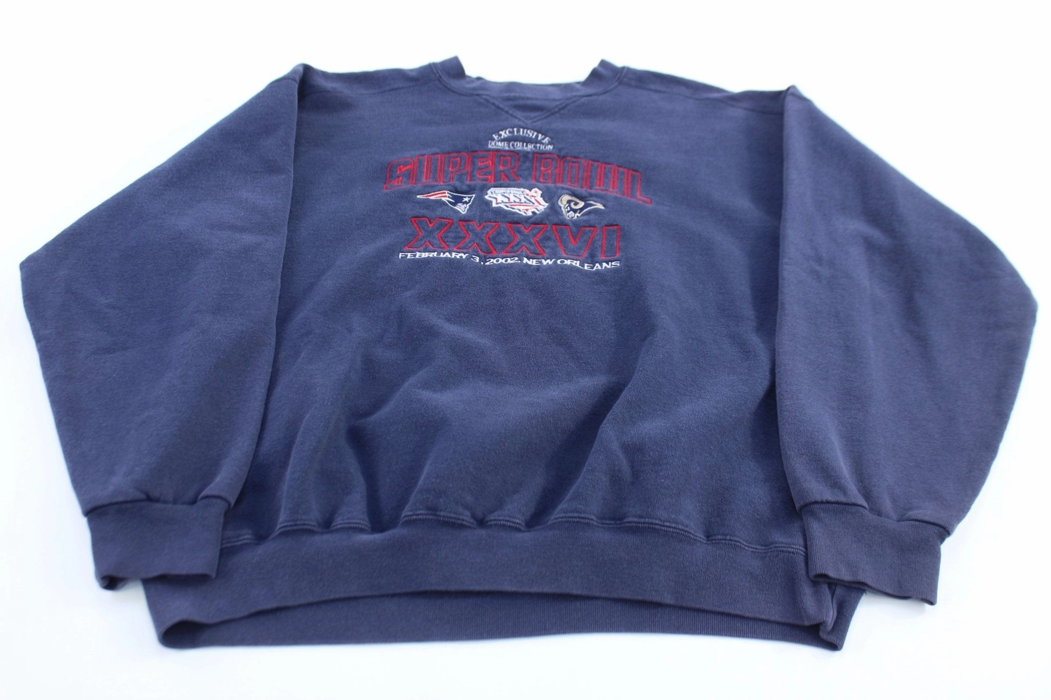 2002 Super Bowl Patriots Vs Rams Football Sweatshirt Cool Outfit product loop stability