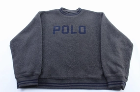 packable Outdoor Hoodie 90's Polo by Ralph Lauren Embroidered Grey Fleece Pullover