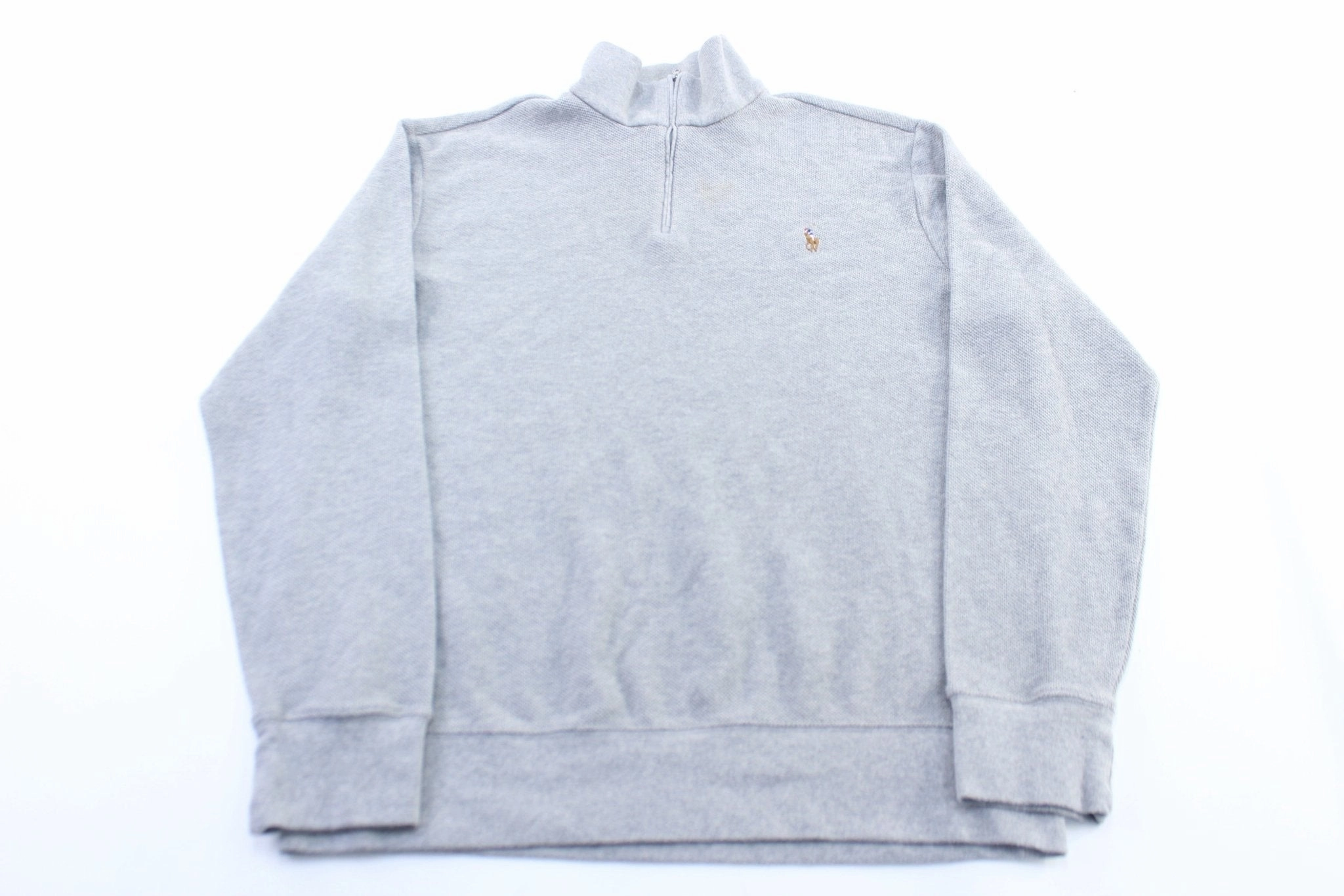 Polo Ralph Lauren Embroidered Logo Grey Pullover Sweater Timeless Chic Customer Satisfaction
