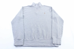 Polo Ralph Lauren Embroidered Logo Grey Pullover Sweater Timeless Chic Customer Satisfaction