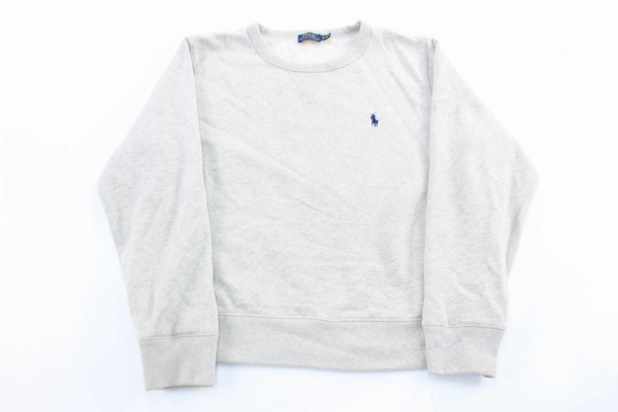 Women's Polo Ralph Lauren Embroidered Logo Grey Sweatshirt V neck appropriate for parties