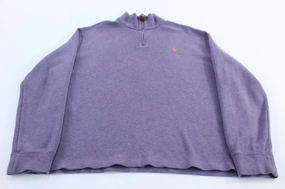 Polo Ralph Lauren Embroidered Logo Purple Quarter Zip Sweater product fuzzy coziness Street Sporty