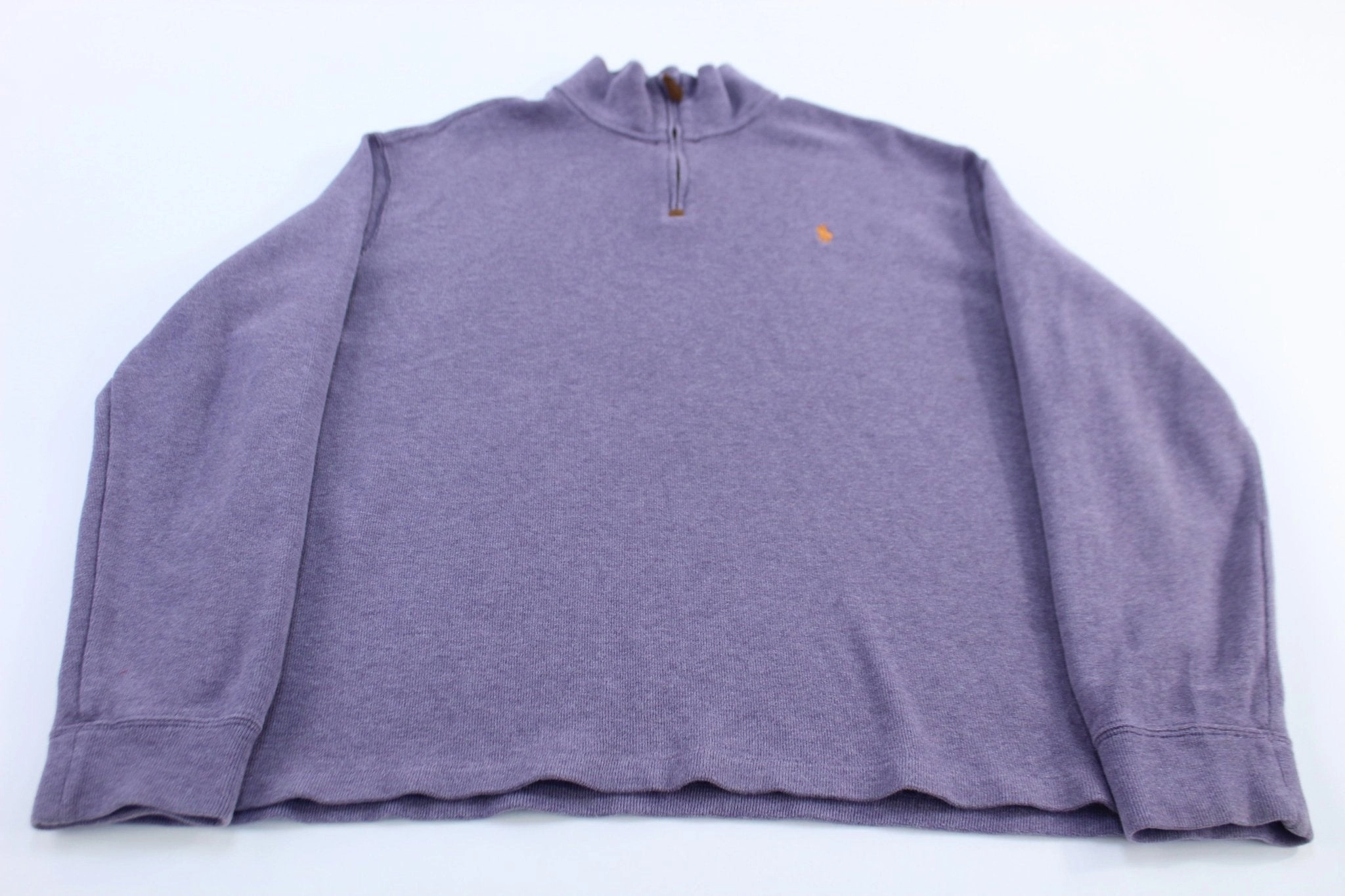 Polo Ralph Lauren Embroidered Logo Purple Quarter Zip Sweater product fuzzy coziness Street Sporty