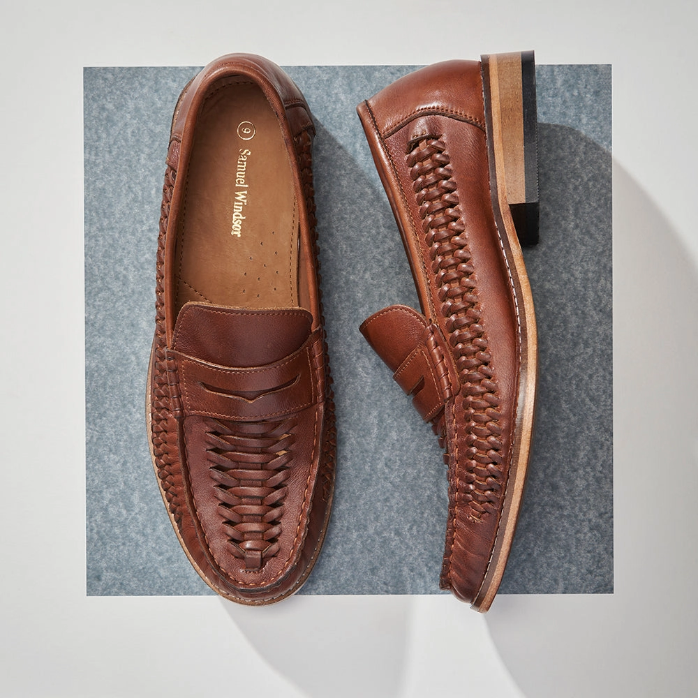 Penny Loafer - Basket Weave Tan Hill Lane Closed   Toe