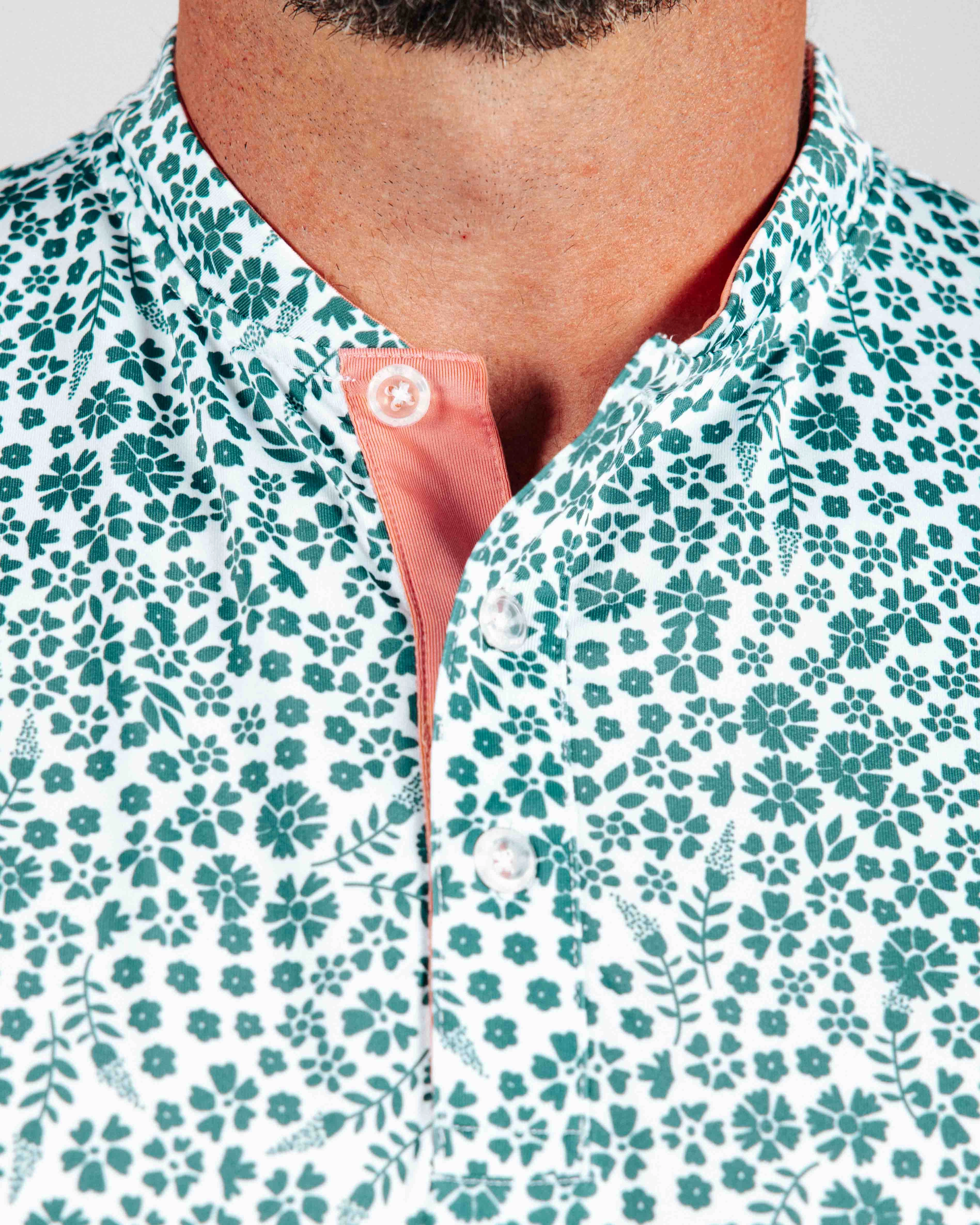 Stretch Fabric Construction Microfloral Blade Polo