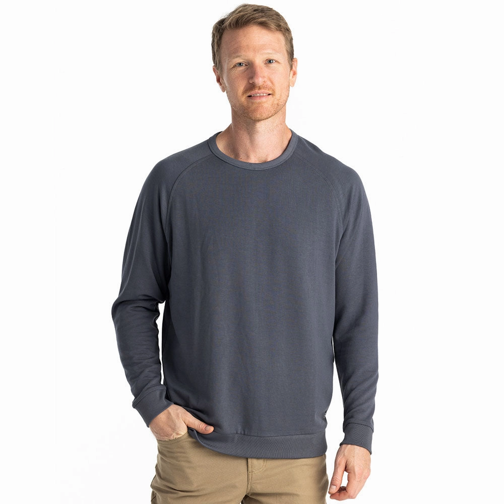 Men's Bamboo Lightweight Fleece Crew Matte Look Unstructured Shoulder