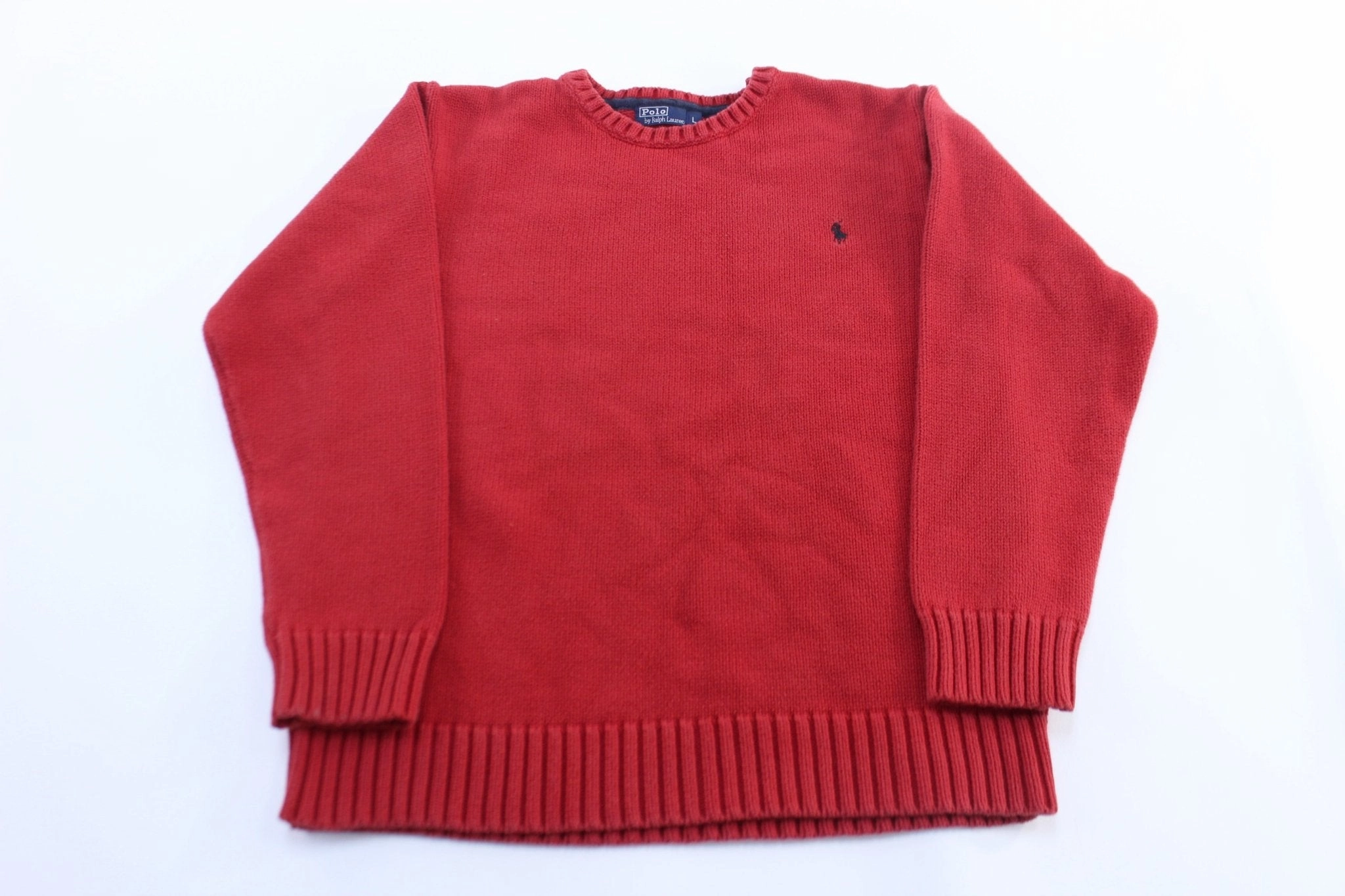 Youth Polo by Ralph Lauren Red Knit Sweater sock accents Easy iron
