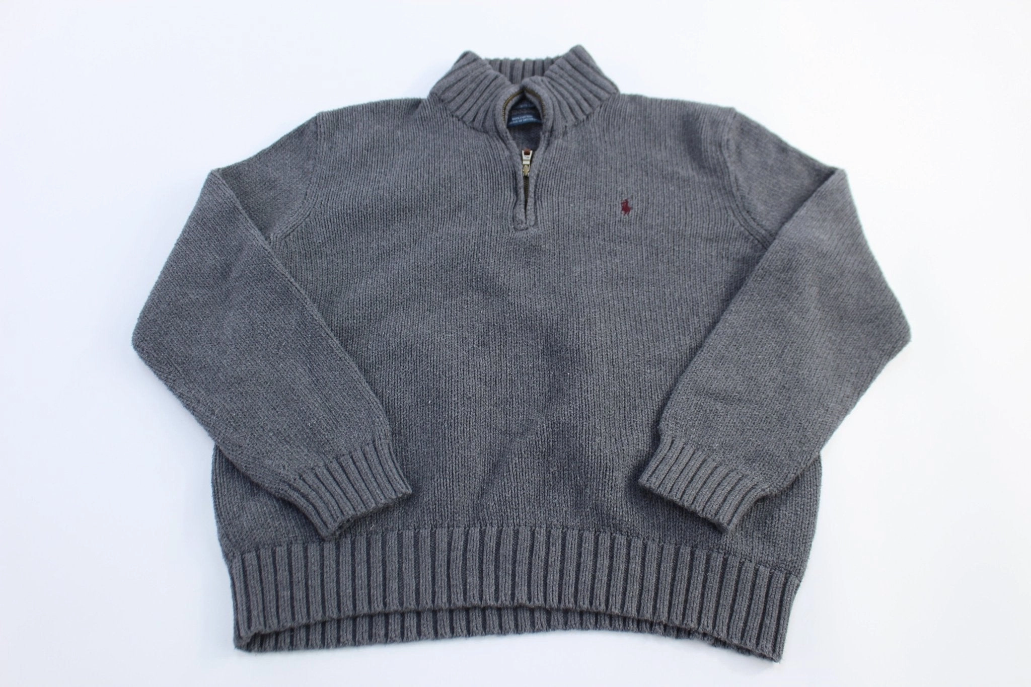 Outdoor Minimal Polo Ralph Lauren Embroidered Logo Grey Quarter Zip Sweater