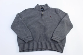 Outdoor Minimal Polo Ralph Lauren Embroidered Logo Grey Quarter Zip Sweater