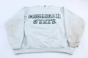 product festival wearability Shrink resistant 90's University of Michigan State Light Grey Sweatshirt