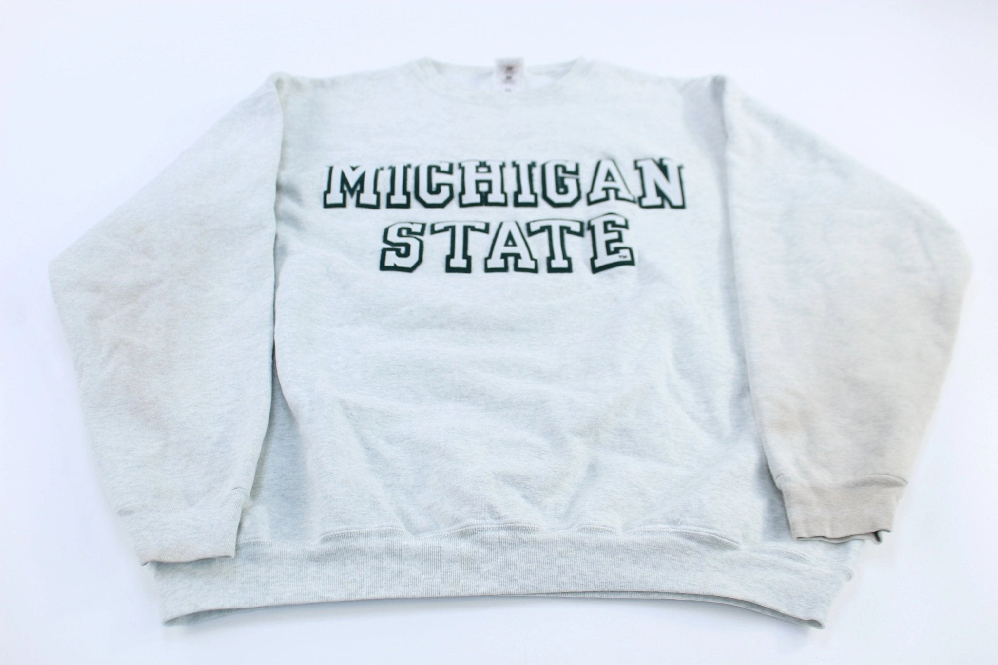 product festival wearability Shrink resistant 90's University of Michigan State Light Grey Sweatshirt