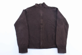 anniversary wear Half sleeve Women's Ralph Lauren Brown Full Zip Sweater