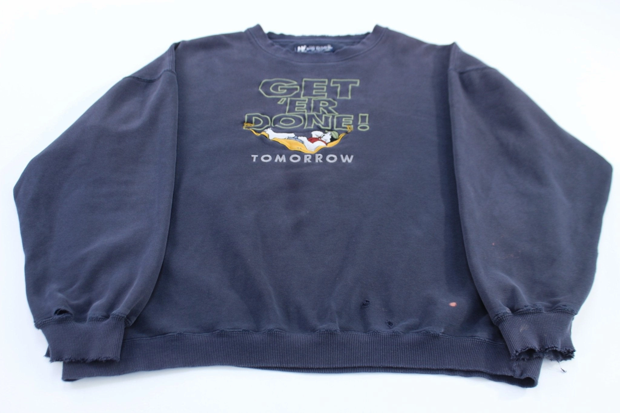 Warm Clothing Vintage Big Dogs "Get 'Er Done Tomorrow" Embroidered Sweatshirt
