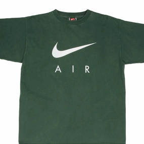 Seam Free Back VINTAGE NIKE AIR BIG SWOOSH GREEN TEE SHIRT 1990S SIZE LARGE