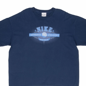 VINTAGE NIKE ATHLETIC SPELLOUT BLUE TEE SHIRT 2000S 2XL Anti Odor Technology