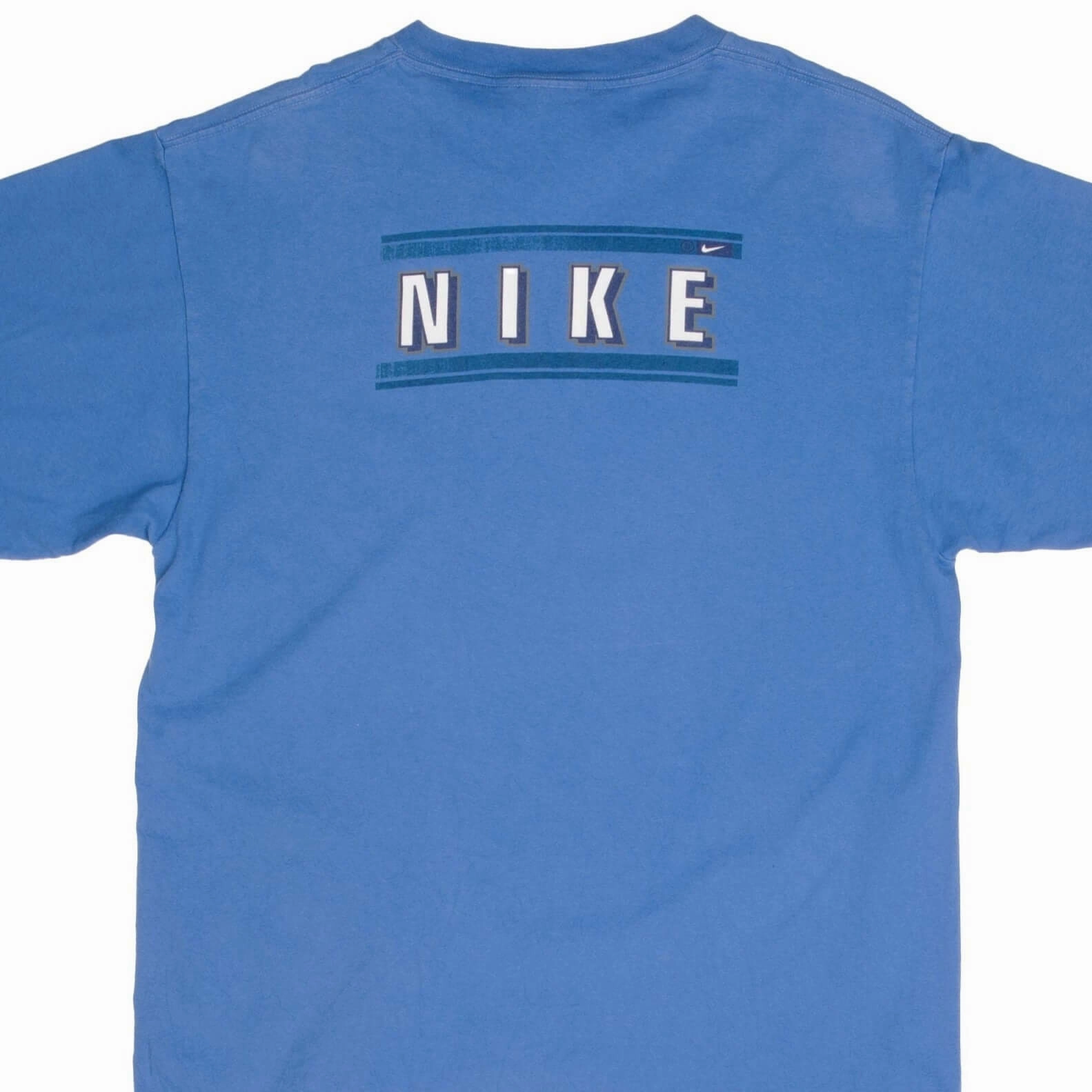 VINTAGE NIKE BACK PRINT BLUE TEE SHIRT 1990S SIZE MEDIUM baby shower Affordable Fashion