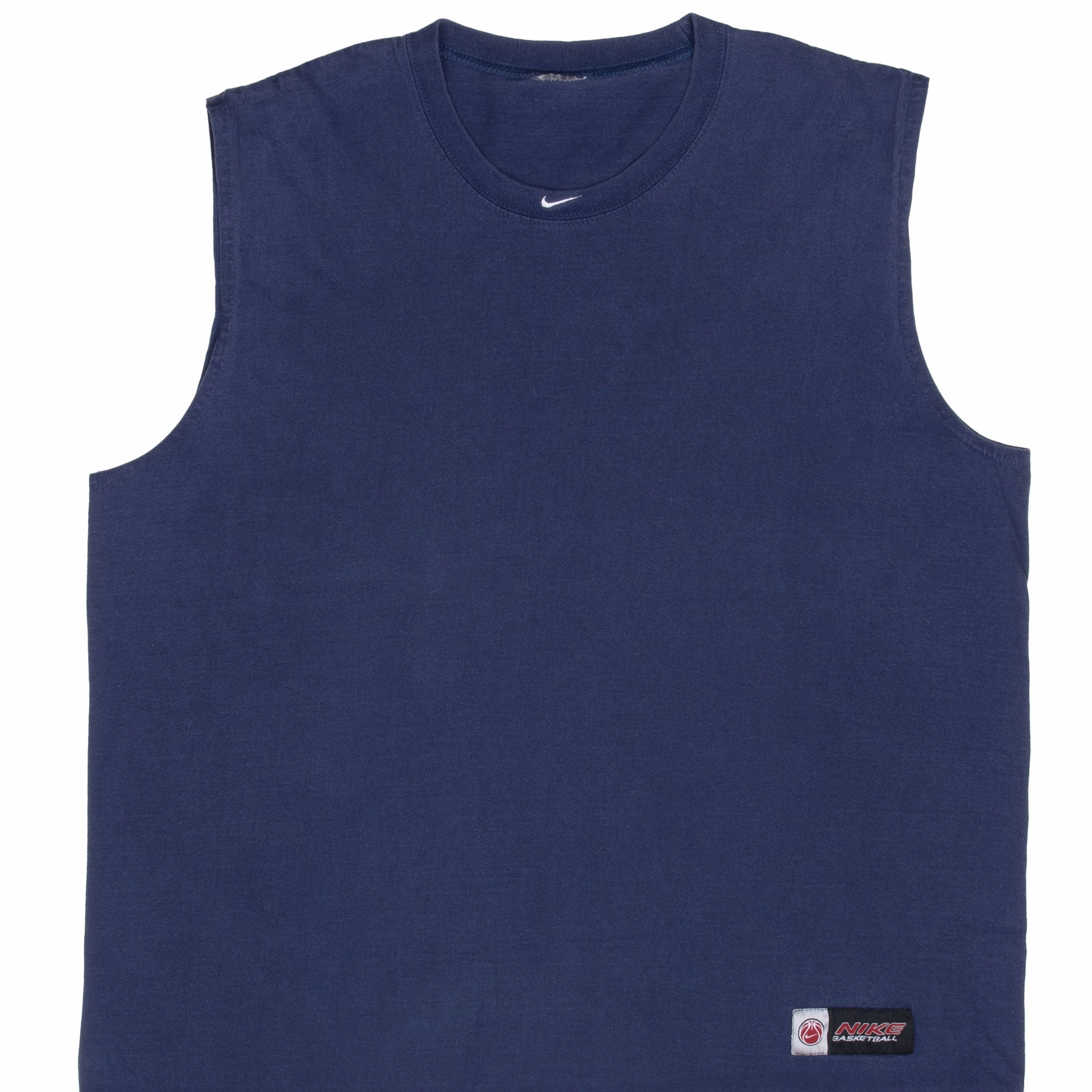 Minimalist Aesthetic VINTAGE NIKE BASKETBALL CENTER SWOOSH NAVY BLUE TANK TOP TEE SHIRT 2000S XL