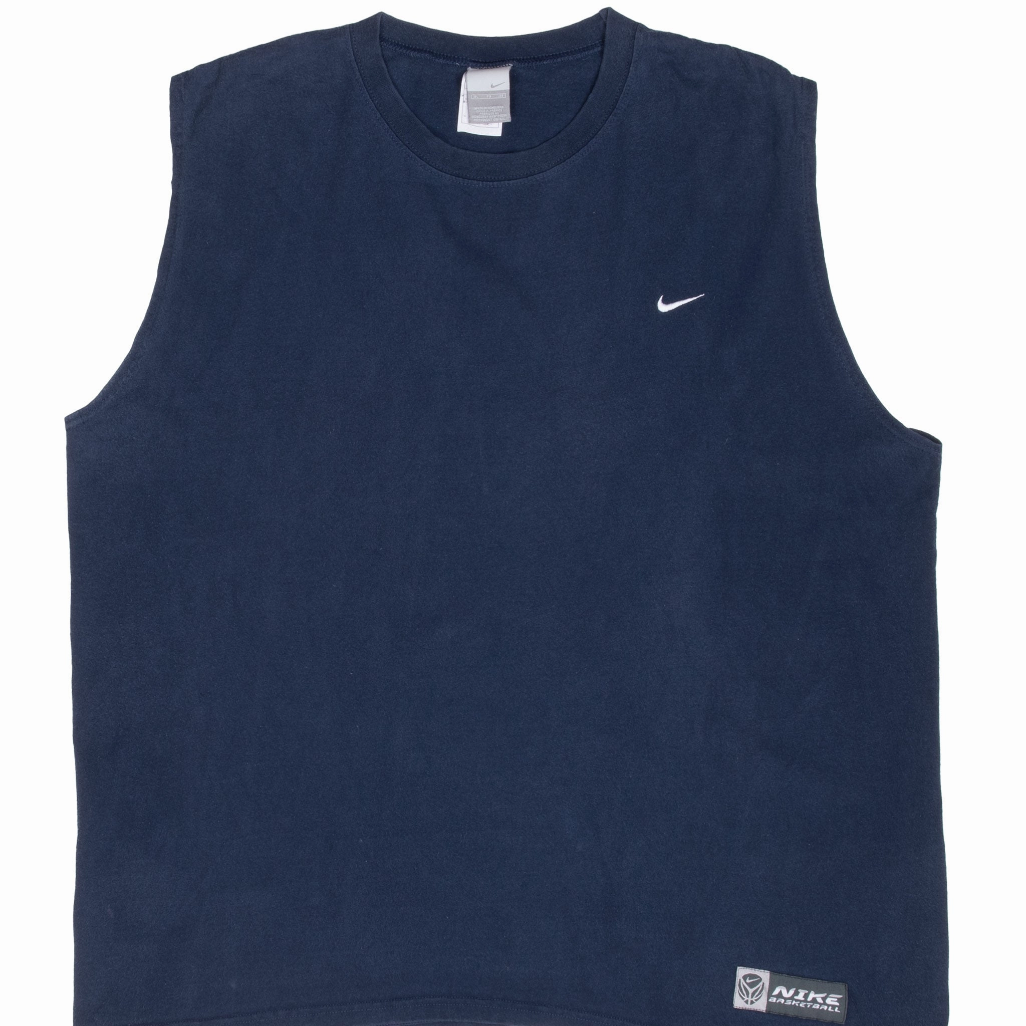 VINTAGE NIKE BASKETBALL SWOOSH NAVY BLUE TANK TOP TEE SHIRT 2000S XL High Quality Printing