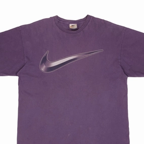 High Quality Printing Flattering Shape VINTAGE NIKE BIG SWOOSH PURPLE TEE SHIRT LATE 1990S SIZE XL MADE IN USA