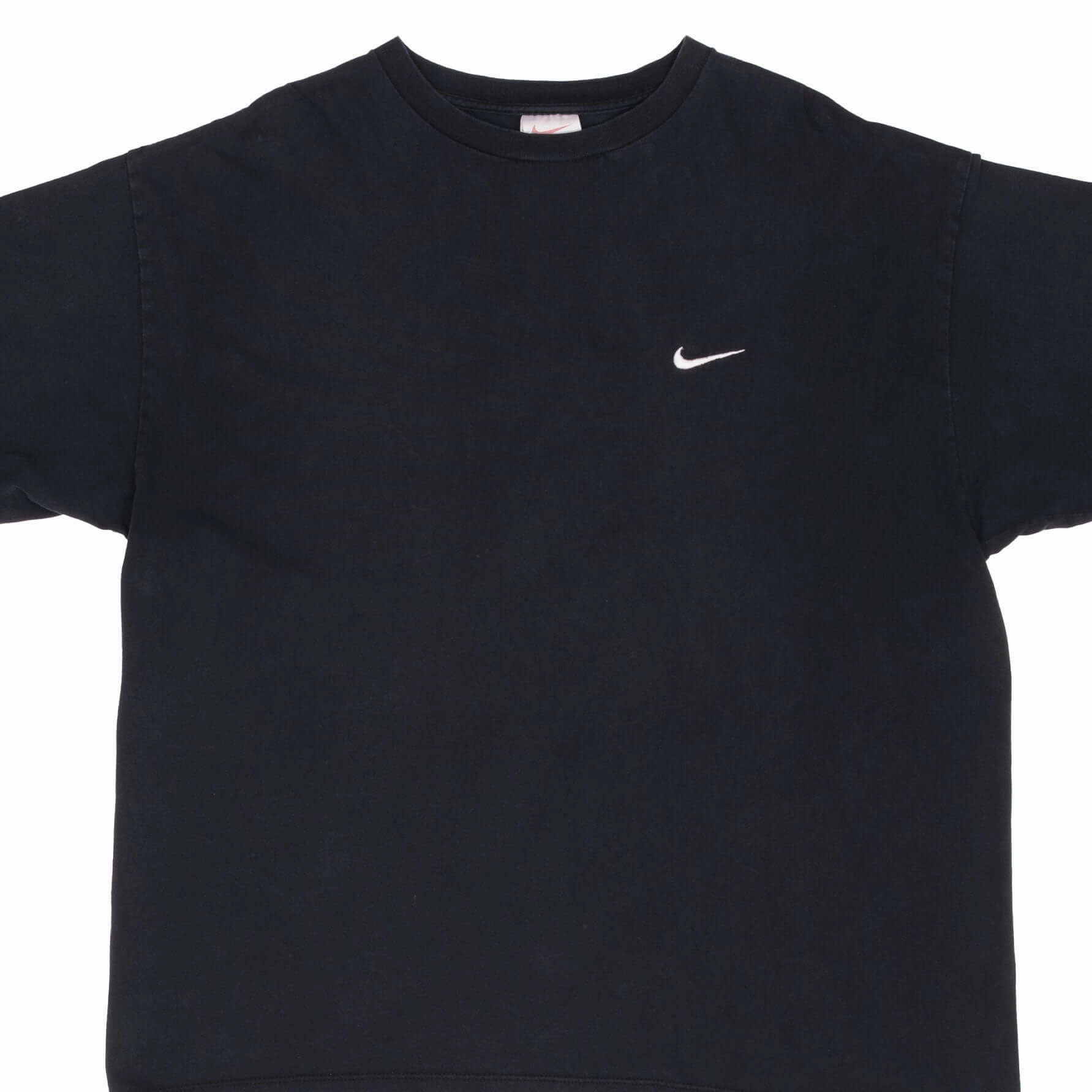 VINTAGE NIKE BLACK CLASSIC SWOOSH TEE SHIRT 1990S SIZE XL MADE IN USA Subtle Embroidery